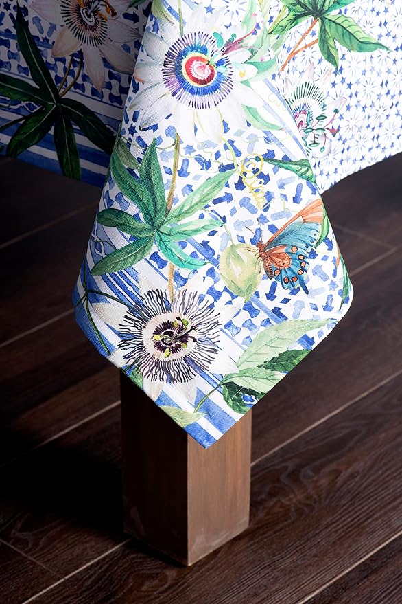 Maison d' Hermine Table Cloth Rectangle Table 100% Cotton 54 x 72 Inches Tablecloth Reusable Decorative for Dining Kitchen Room Farmhouse Party Home Hotel Restaurant Spring Summer - Passiflora