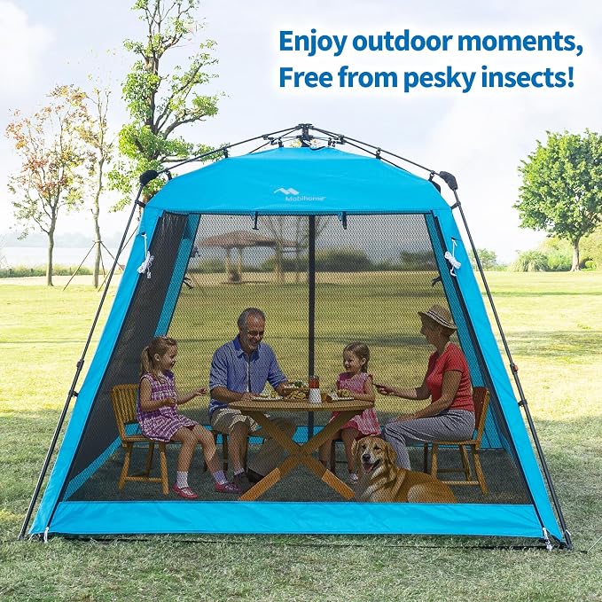 Pop Up Screen House Gazebo 8.2'x8.2'x75'' – Instant Portable Canopy with Mosquito Netting & UPF Sun Protection, Tool-Free 1-Minute Setup, Foldable Outdoor Tent for Backyard, Camping, Garden.Blue