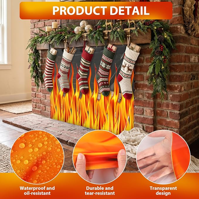 Kochorie 100 Ft x 54 Inch Halloween Flame Party Tablecloth Roll with Cutter Box Waterproof Plastic Fake Fire Table Cover for Halloween Campfire Party Supplies Decorations