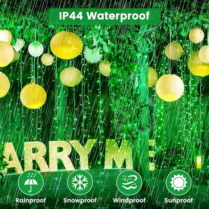 Connectable 2Pack String Lights Indoor, 66FT 200LED String Lights, 13Modes Twinkle Fairy Lights Plug in Outdoor Waterproof, Green Clear Wire Light for Christmas Tree, Wedding Yard, Party Decor