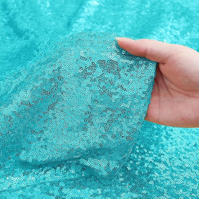 Sugargirl Turquoise Sequin Backdrop Curtain 4 Panels 2FTx8FT Glitter Turquoise Background Drapes Sparkle Photography Backdrop for Party Wedding Birthday Wall Decoration