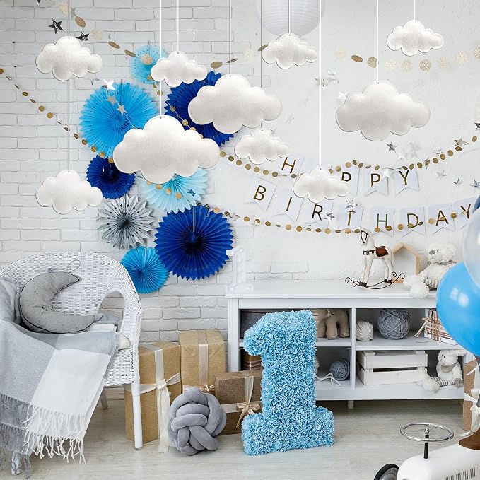 ayfjovs 10pcs 3D Cloud Decoration Hanging Cloud for Ceiling Decor, Felt 3D White Cloud Ornament for Art Stage Wedding Nursery Children Room Party Baby Shower Cloud Props