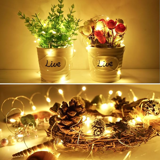 Fairy String Lights Battery Operated 4 Pack 33FT 100 LED Silvery Wire Twinkle Firefly Lights with 8 Modes Remote Timer Waterproof for Bedroom Party Christmas Wedding Garden Patio Home Decoration