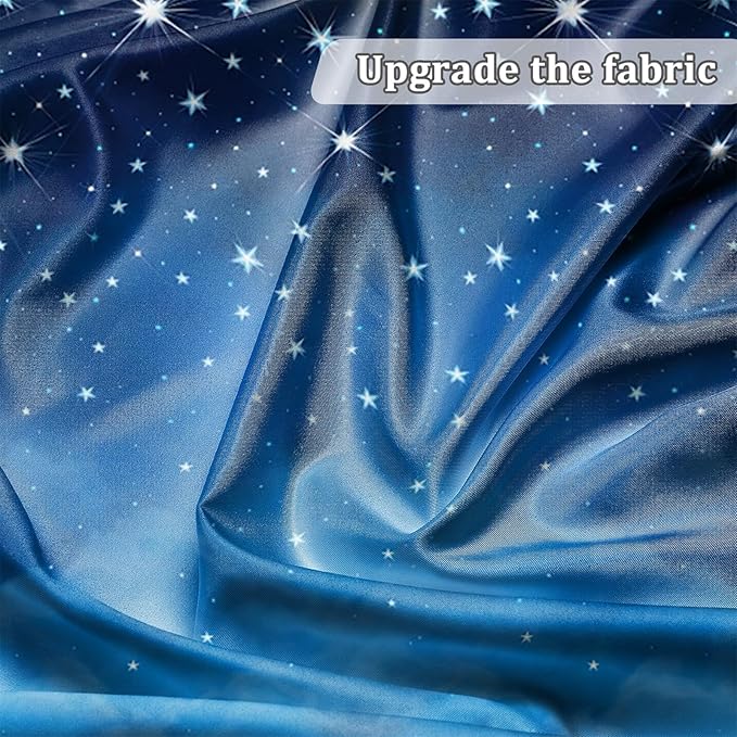 Renaiss Twinkle Twinkle Little Star Backdrop 10x8 ft Fabric Blue Starry Sky Photography Background for Kids Birthday Party Baby Shower Decorations Photo Booth Prop