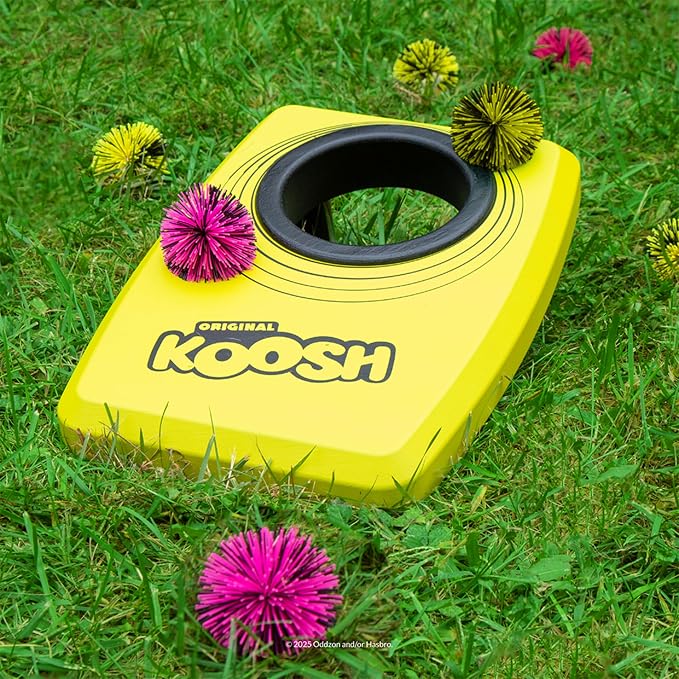 Koosh Kornhole, Cornhole Set for Kids - Outdoor Toys for Boys and Girls, Perfect for Beginners, Preschool Toys, Easy Storage, 1 Kornhole Board, 6 Koosh Balls Included, Ages 5+