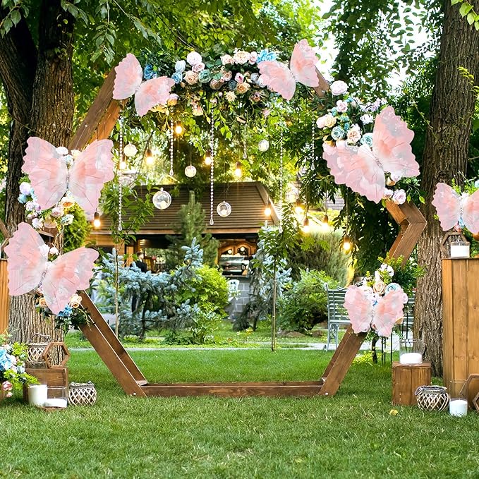 Geelin 6 Pcs Large Gradient Pink Butterfly Decorations Mariposas Grandes para Decoracion Big Butterfly Party Decor 20 Inch 12 Inch 3D Silk Butterflies for Baby Shower Birthday Party Wedding Decor
