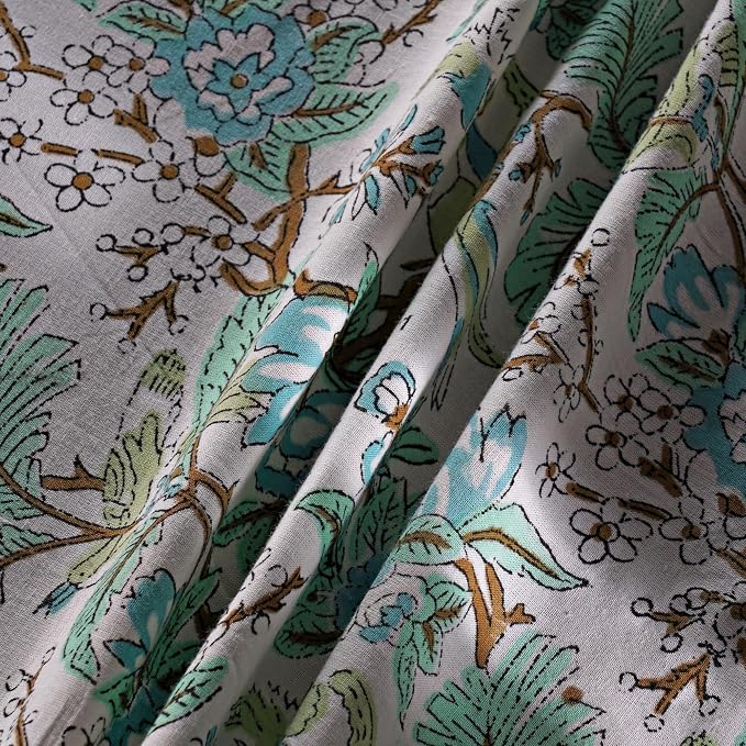 Ridhi Round Tablecloth Hand Block Print 100% Cotton Reusable Sage and Russian Green 90 Inch Table Cover Decorative Everyday Use for Dining, Home, Wedding, Farmhouse Gift for Spring, Mother's Day