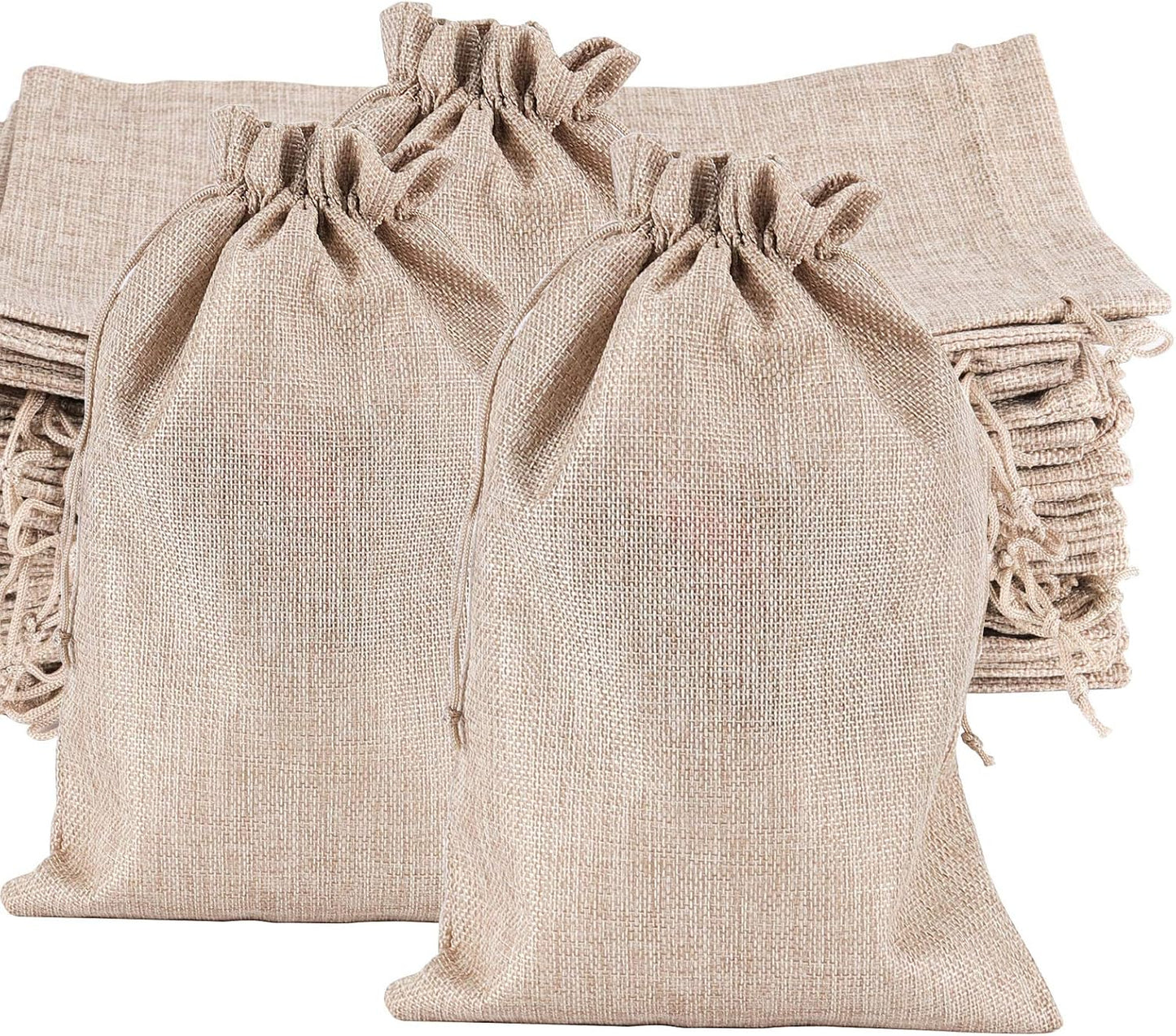 ZOENHOU 50 Packs 5 x 7 Inch Large Burlap Bags with Drawstring, Durable Jute Drawstring Bags, Dustproof Burlap Sacks for Favors Party DIY Craft