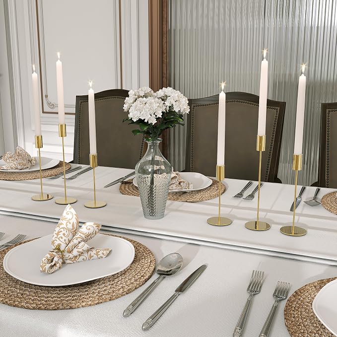 zeochyni French Gold Candlestick Holders Set of 3, Decor Taper Candle Holder for Wedding, Dinning, Party,Fits 3/4 Inch Thick Candle