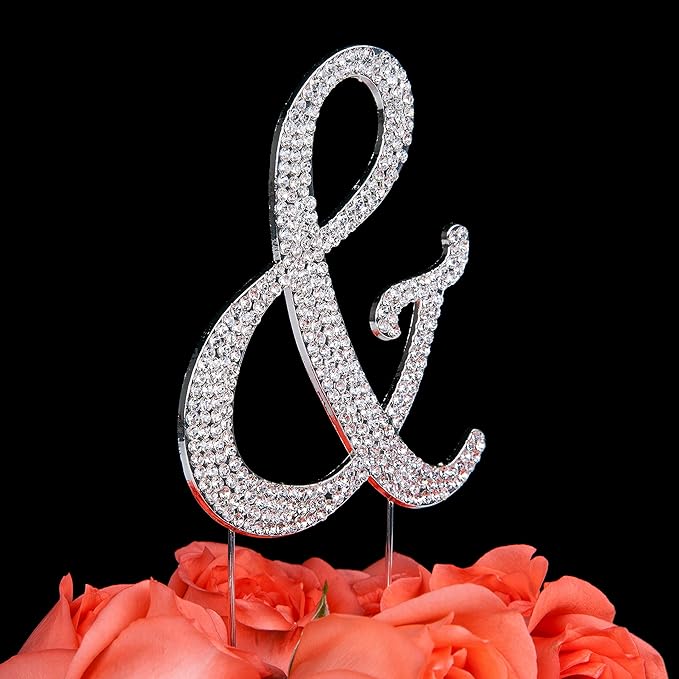 LOVENJOY Gift-Boxed 3.3" Rhinestone Ampersand Cake Topper