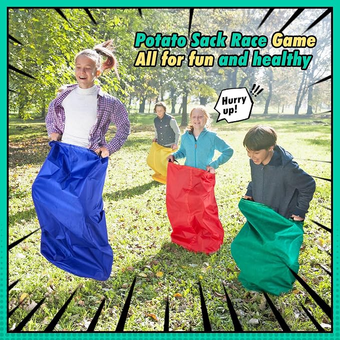 Redllo 6 Pack Potato Sack Race Bags for Kids Adults Family Outdoor Field Day Birthday Party Yard Backyard Camping Picnic Easter Fall Themed Thanksgiving Halloween Christmas 4th of July Party Games