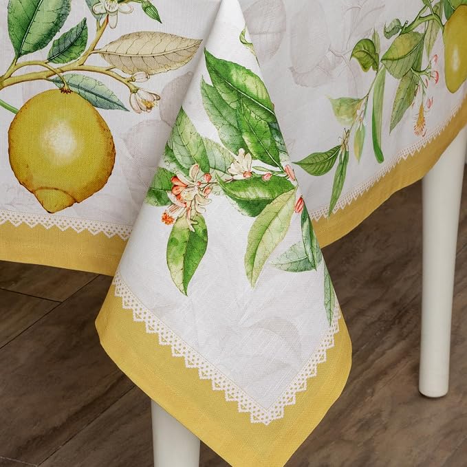 Maison d' Hermine Table Cloth Square Table 100% Cotton 54 x 54 Inches Tablecloth Reusable Decorative for Dining Kitchen Room Farmhouse Party Home Hotel Restaurant Spring Summer - Limoncello