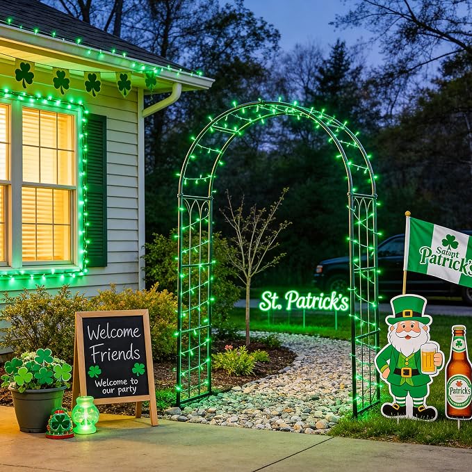 JMEXSUSS 33ft 100 LED Green Battery Operated Lights for St. Patrick's Day Decorations, Green Christmas Lights Battery Operated, St. Patrick's Day String Light Indoor Outdoor for Tree House Yard Xmas