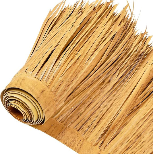 Mexican Tiki Hut Grass Skirting Roof Tiki Bar Grass Duck Blind for Thatch Roofing Bar Decorations Roll Palm Palapa Straw Thatch Roof for Fence Party(Spotted Yellow,118 x 15 Inch)
