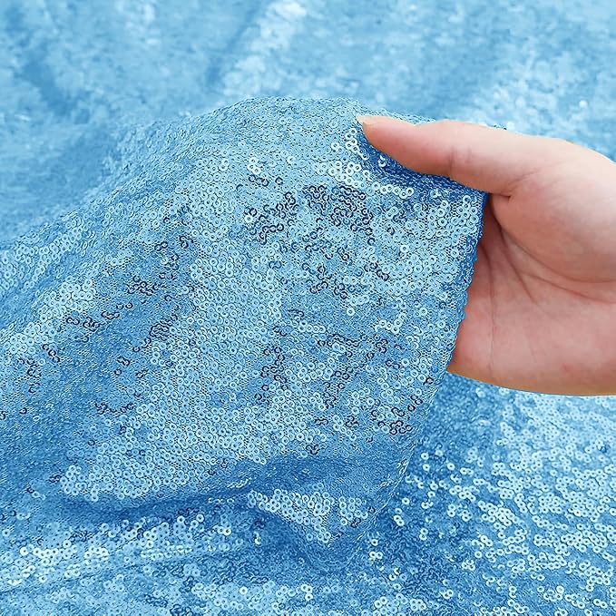 Sugargirl Blue Sequin Backdrop Curtain 4FTx8FT Glitter Blue Background Drapes Sparkle Photography Backdrop for Party Wedding Birthday Wall Decoration(1 Panel)