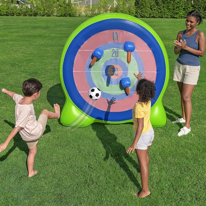 H2OGO! Inflatable Yard Game - Backyard Bullseye - 2-in-1: Giant Ax Throwing Dart Board & Soccer Target, 62x42 Sports Center, Outdoor Play Toy, Kid 3+