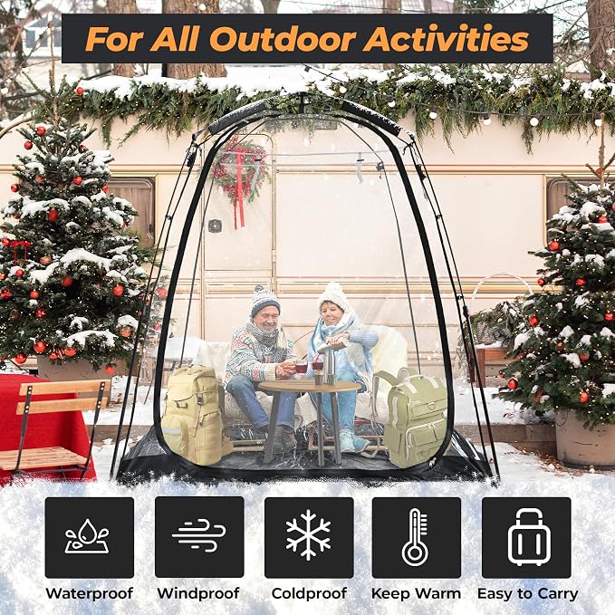Screen House Pop Up Canopy, Portable Tent for Camping Outdoor Gazebo Weatherproof Prefab Tiny Homes, Black (6x6FT)
