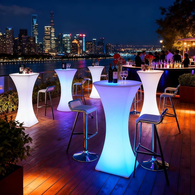 Cocktail Table Covers - 1 Pack 32x43 Inch Table Cloth - White Fitted Stretch Spandex Round High Top Tablecloth for Party, Bar, Birthday, Pub, Banquet