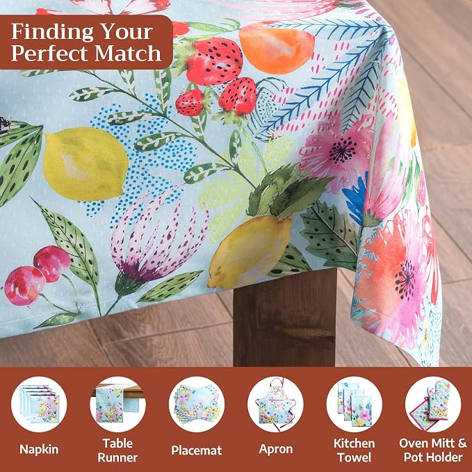 Maison d' Hermine Table Cloth Rectangle Table 100% Cotton 60 x 108 Inches Tablecloth Reusable Decorative for Dining Kitchen Room Farmhouse Home Hotel Restaurant Spring Summer - Jardin D'Ete - Mint