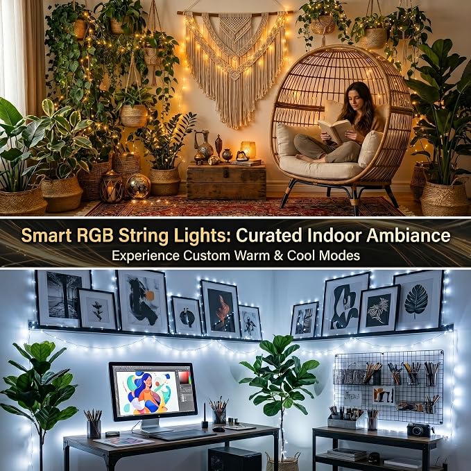 JMEXSUSS 200 LED RGB String Light 66ft for Outdoor Indoor 4th of July Decor, Color Change Christmas Lights Clear Wire Plug in for Bedroom Tree Room Party Birthday Independent Day Decorations
