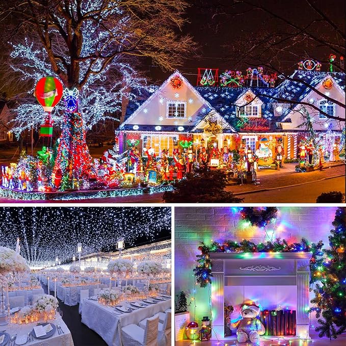 JMEXSUSS 250 LED White to Multicolor Christmas String Lights Indoor Outdoor Waterproof for Garden Patio Party Halloween Christmas Decorations