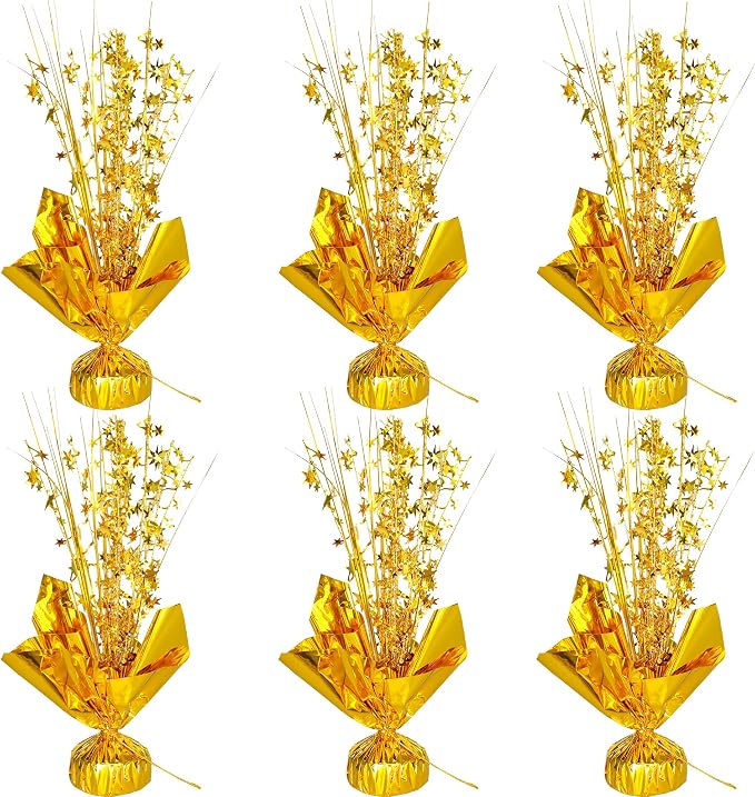 Gyufise 6 Pack Metallic Foil Spray Centerpiece Star Table Decoration Burst Table Centerpieces Table Decor for Birthday Wedding Anniversary Graduation Holiday Party Supplies Gold