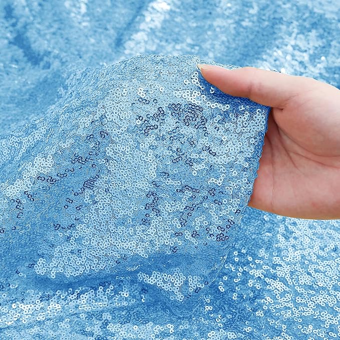 Sugargirl 10 Packs 12 x 72 inches Sequin Table Runner, Glitter Blue Table Runner for Birthday Party Supplies Wedding Holiday Celebration Event Decorations