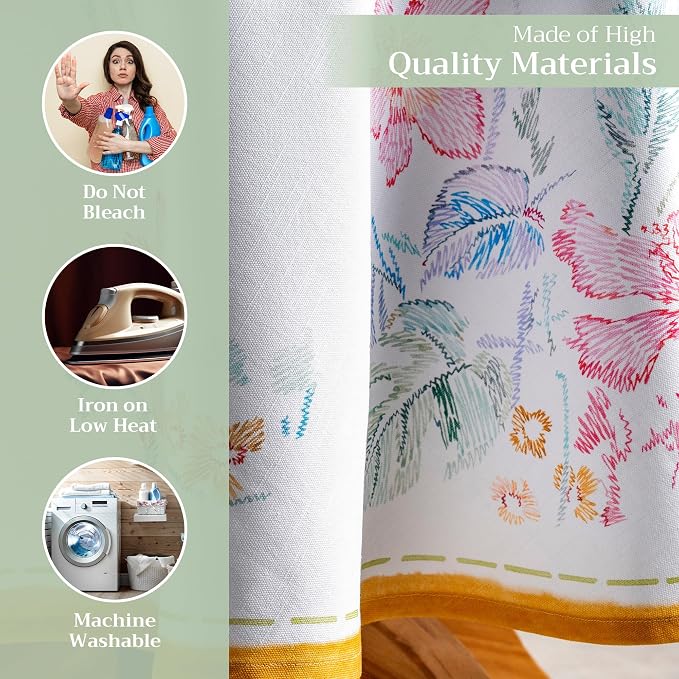 Maison d' Hermine Table Cloth Round Table 100% Cotton 63 Round Inches Tablecloth Reusable Decorative for Dining Kitchen Room Farmhouse Party Home Hotel Restaurant Spring Summer - Paradise Island