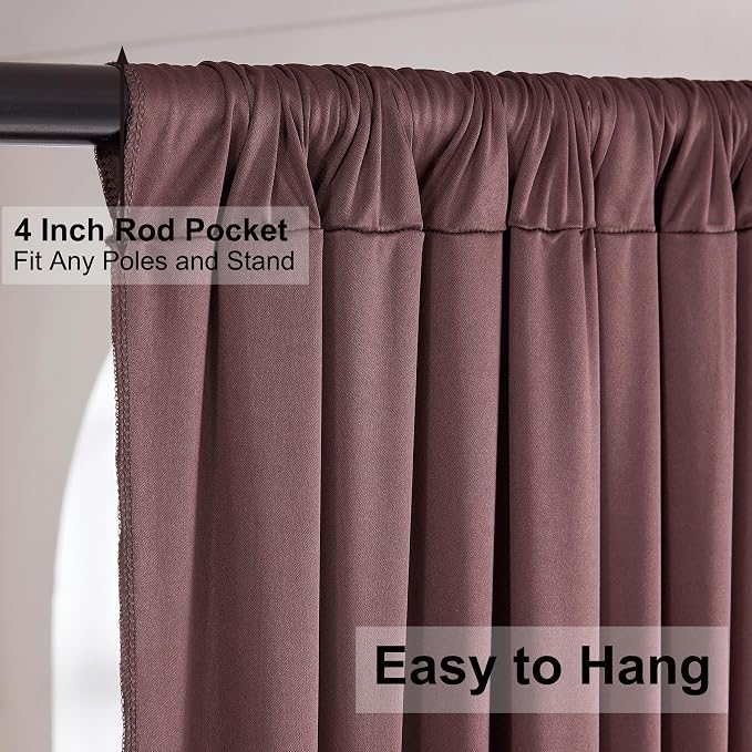 40ft×10ft Wrinkle Free Brown Backdrop Curtain for Parties, 8 Panels 5×10ft Soft Silky Polyester Umber Photo Backdrop Drapes for Teddy Bear Themed Birthday Party Baby Shower Wedding Photography