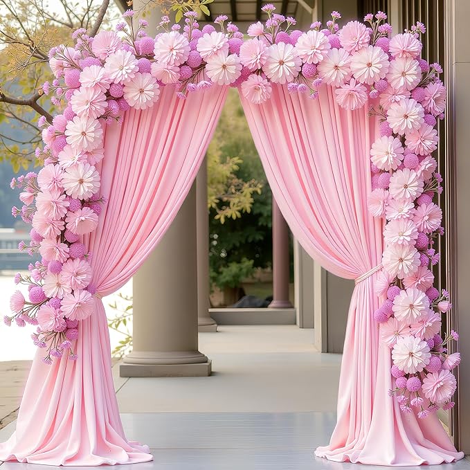 Wokceer Pink Backdrop Curtain for Wedding Parties 10x8FT Photo Polyester Backdrop Drapes for Wedding Photoshoot Baby Shower Birthday Party Curtains Photography Background 2 Panels 5x8FT