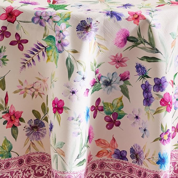 Maison d' Hermine Table Cloth Round Table 100% Cotton 63 Round Inches Tablecloth Reusable Decorative for Dining Kitchen Room Farmhouse Party Home Hotel Restaurant Spring Summer - Chardon