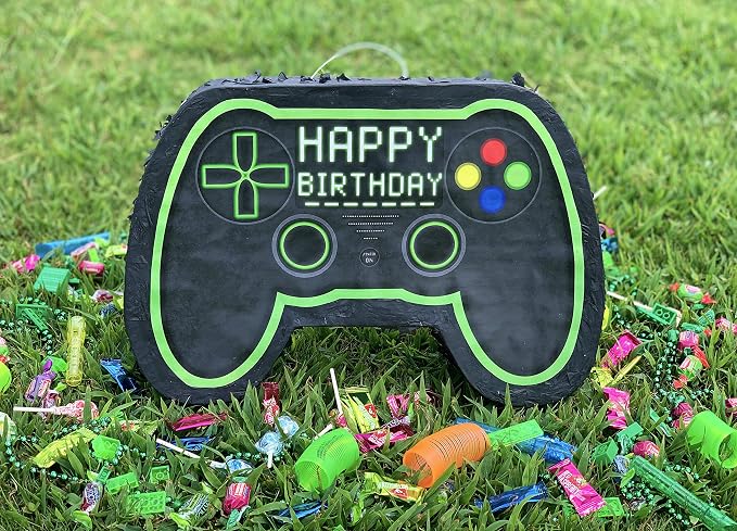 Video Gaming Pinata Controller Set, Great for Gamer Birthday Decorations, Pinatas, Birthday for Boys, Level Up Party Supplies, fits Pinata Stuffers