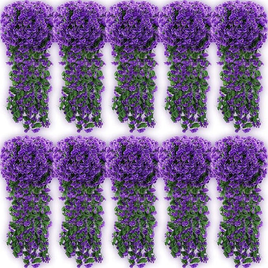 10 Pack 10 Pack Artificial Hanging Flowers Garland Arch Flowers for Wedding Ceremony Wall Home Floral Party Garden Outdoor Decoration (Purple)