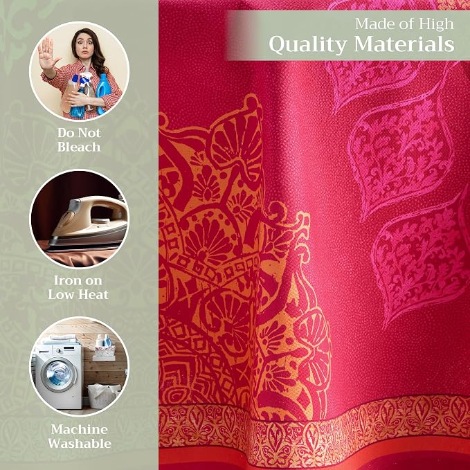 Maison d' Hermine Table Cloth Round Table 100% Cotton 69 Inches Fall Tablecloth Reusable Everyday Use for Thanksgiving Christmas Decorations Dining Farmhouse Party (Versailles)