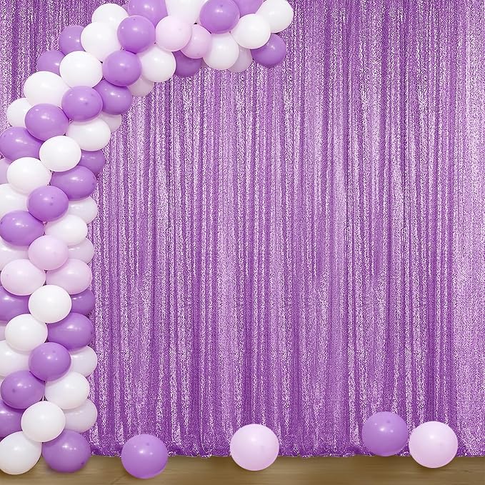 Sugargirl Lavender Purple Sequin Backdrop Curtain 4FTx8FT Glitter Lavender Purple Background Drapes Sparkle Photography Backdrop for Party Wedding Birthday Wall Decoration(1 Panel)