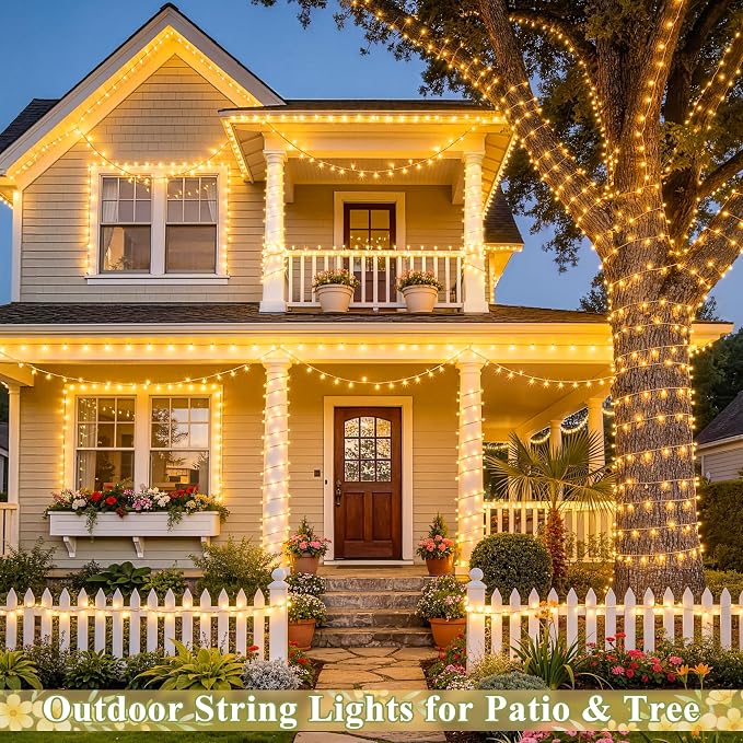 JMEXSUSS 200 LED String Lights Indoor Outdoor Clear Wire, Connectable Warm White Christmas String Lights for Bedroom, 66 Ft Twinkle Fairy Light Plug in for Wedding Home Tree Yard Patio Classroom Decor
