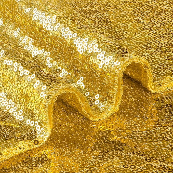 ShinyBeauty Gold Table Runners 108 Inches Long Sequin Table Runner 20 Packs Glitter Fabric Sparkle Golden Table Linen for Party Wedding Outdoor Dining Tables