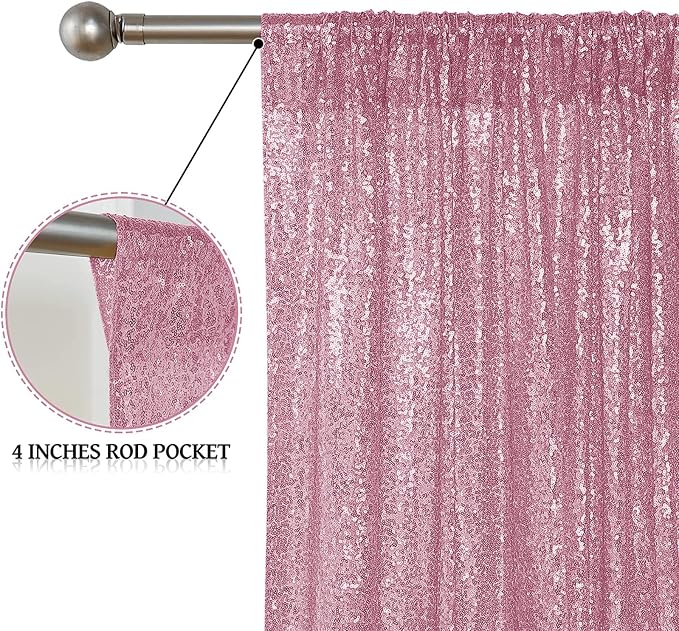 Sugargirl Pink Sequin Backdrop Curtain 4FTx8FT Glitter Pink Background Drapes Sparkle Photography Backdrop for Party Wedding Birthday Wall Decoration(1 Panel)