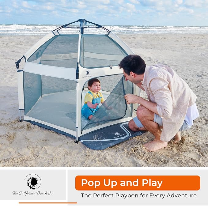 POP 'N GO PLAYPEN - Indoor & Outdoor Baby Playpen for Babies and Toddlers - Baby Beach Tent, Foldable, Portable W/Canopy, Travel Bag, & Mosquito Net - Pop Up Pack and Play Tent (Black)