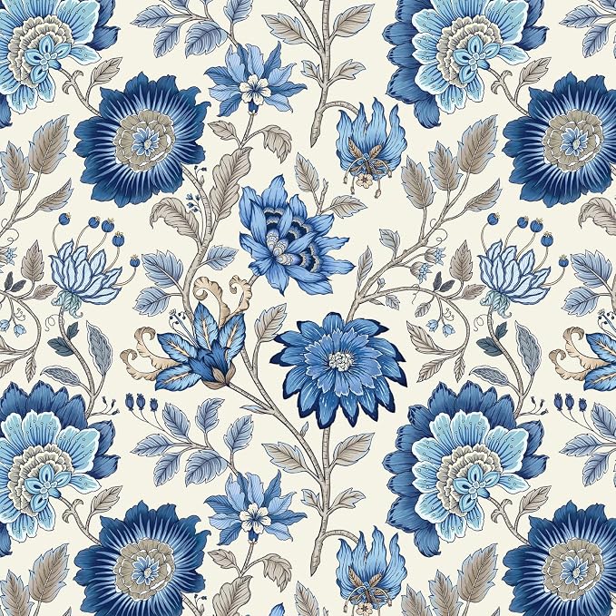 ISAENNE Designer French Linen Rectangular Tablecloth,87"x55"-Blanch | Chinoiserie Vintage Elegant Table Cloth Rectangle Table,Blue Floral Pattern,Beautiful,Dining Room,Kitchen,Thanksgiving