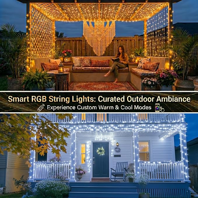 JMEXSUSS 200 LED RGB String Light 66ft for Outdoor Indoor 4th of July Decor, Color Change Christmas Lights Clear Wire Plug in for Bedroom Tree Room Party Birthday Independent Day Decorations