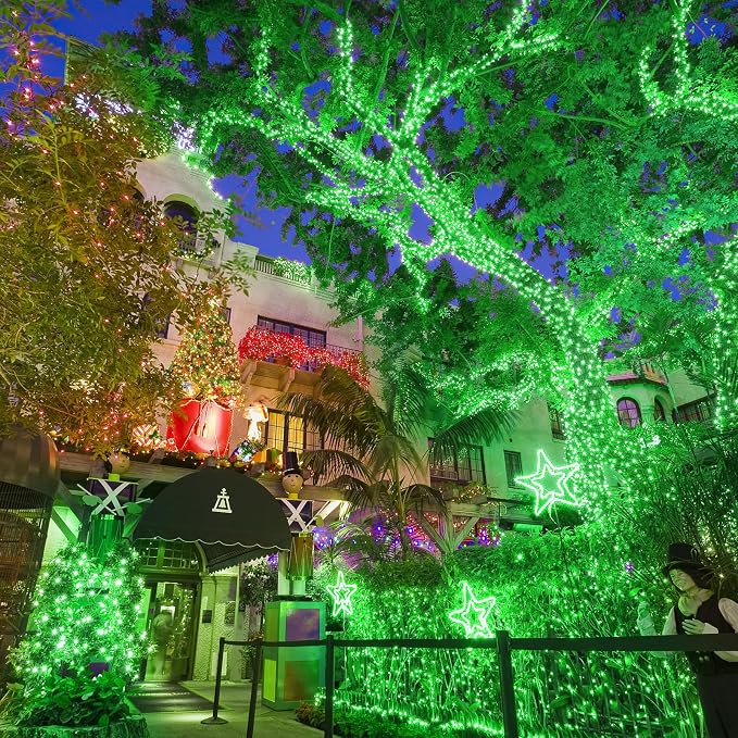 400 LED Green Christmas String Lights, 132 FT Christmas Lights Outdoor Waterproof, Clear Wire 8 Modes Plug in Fairy Twinkle Lights for Room Tree Yard Pations Helloween Decorations