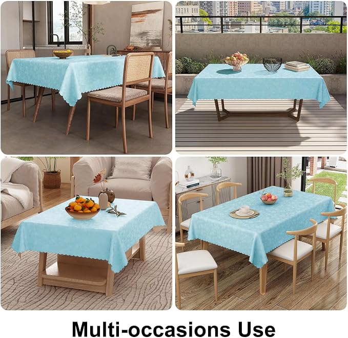 Smiry Rectangle Table Cloth, Waterproof Heavy Duty Vinyl Tablecloths, Wipeable Washable Table Cover for Kitchen and Dining Room (Light Blue, 60" X 102")
