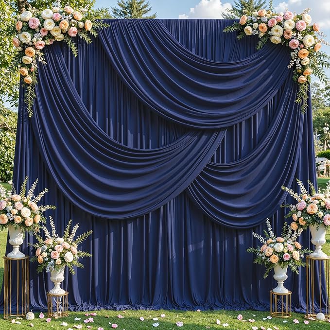 20 x 10ft Navy Blue Backdrop Curtains, Navy Wrinkle Free Draping Fabric Wedding Birthday Baby Bridal Shower Graduation Party Drapes for Backdrop Photography Photo Booth Background Decoration