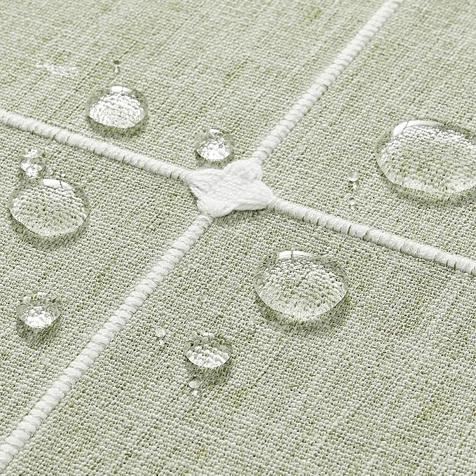 ZeeMart Grid Embroidered Hemmed Tablecloths, Green 52x52 Inch, Farmhouse Style Heavy Weight Cotton Linen Sage Green Tablecloths, Boho Plaid Water Resistant Square Table Cloth