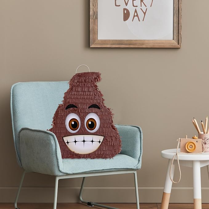 Poop Pinatas Bundle with a Blindfold and a Bat(15.7 x 13.4 x 5 Inches), Birthday Parties for Boys, Decoration for Theme Parties