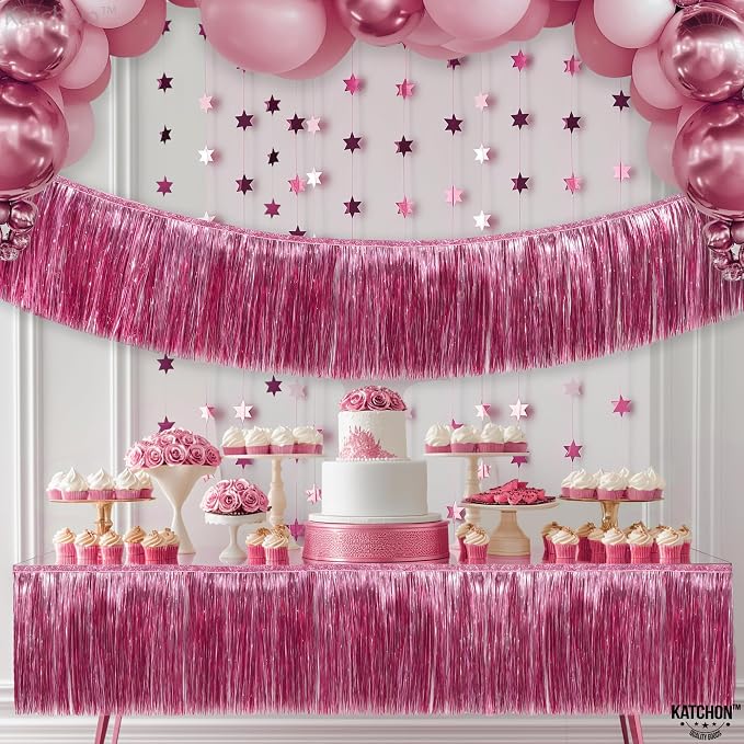 KatchOn, XtraLarge Pink Fringe Banner - 6.5 Ft,Pack of 2 | Fringe Garland for Birthday Party | Pink Streamers for Gender Reveal, Bachelorette Party Decorations | Graduation Decorations 2026