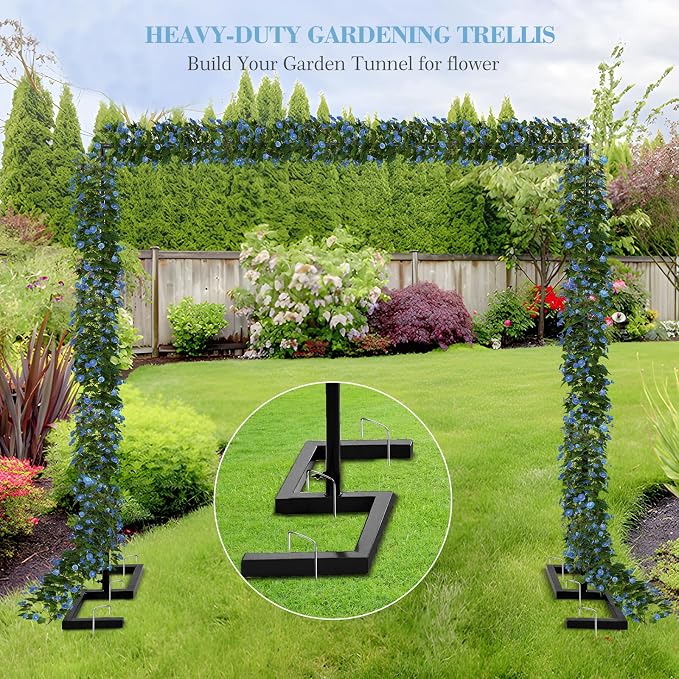 Balloon Arch Stand, 8.2FT Square Wedding Arch Frame, Metal Black Heavy Duty Backdrop Adjustable Stand, Extra 2 Clamps Change Over The Table Rod Stand for Baby Shower Party Decoration, Garden Trellis