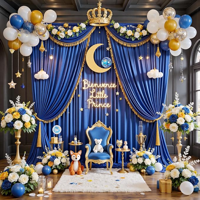 12ft x 10ft Royal Blue Backdrop Curtains for Parties, Wrinkle Free 2 Panels Photo Backdrop Drapes Back Drop Cloth for Wedding Birthday Photography Background Decor