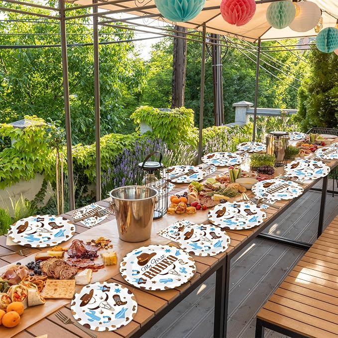 50 Guests My First Rodeo Birthday Party Supplies Decoration 1st Rodeo Party Birthday Plates and Napkins Forks Western Cowboy Tableware My First Rodeo Paper Plates for Boy Baby Shower Party 200PCS